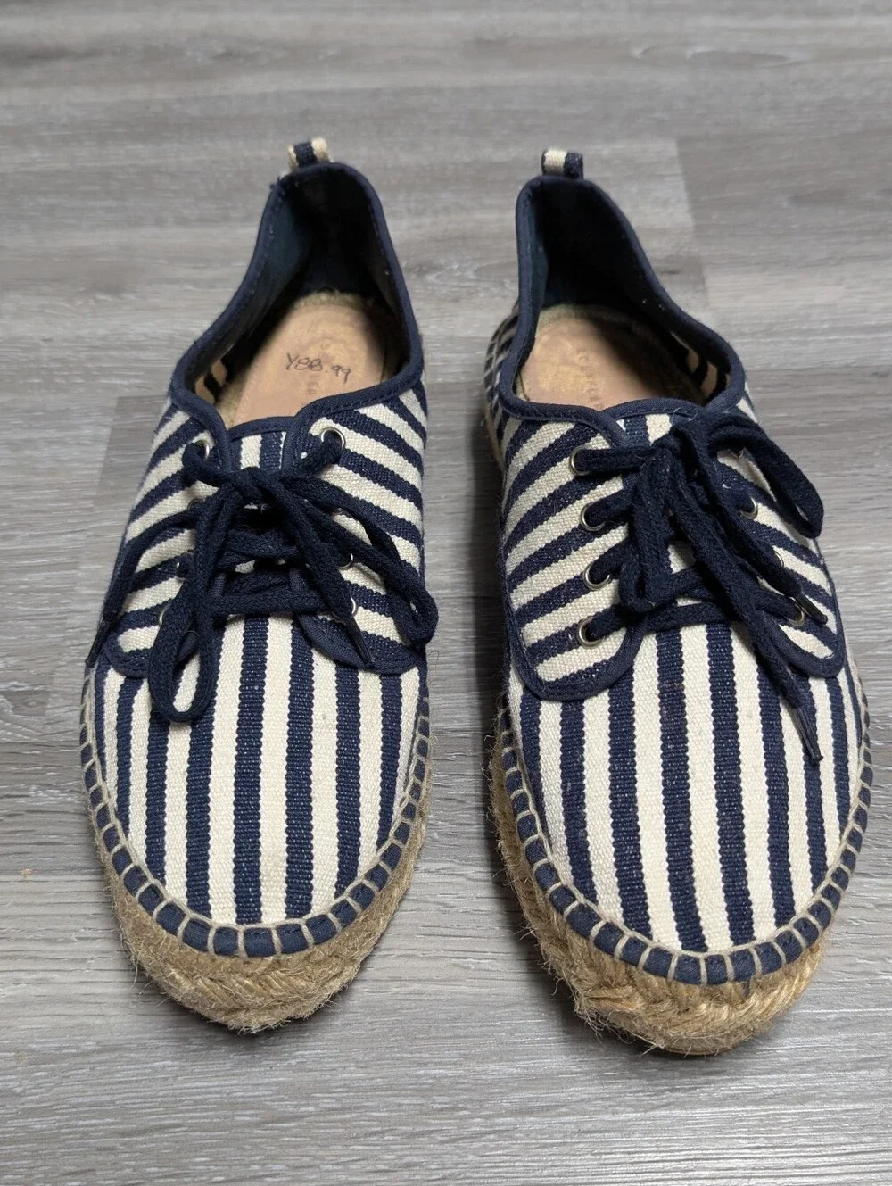 Loeffler Randall Striped Lace Up Espadrilles Size 38